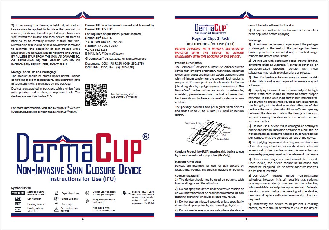 DermaClip IFU Thumbnail, Regular 2 Clips (P/N 12001)